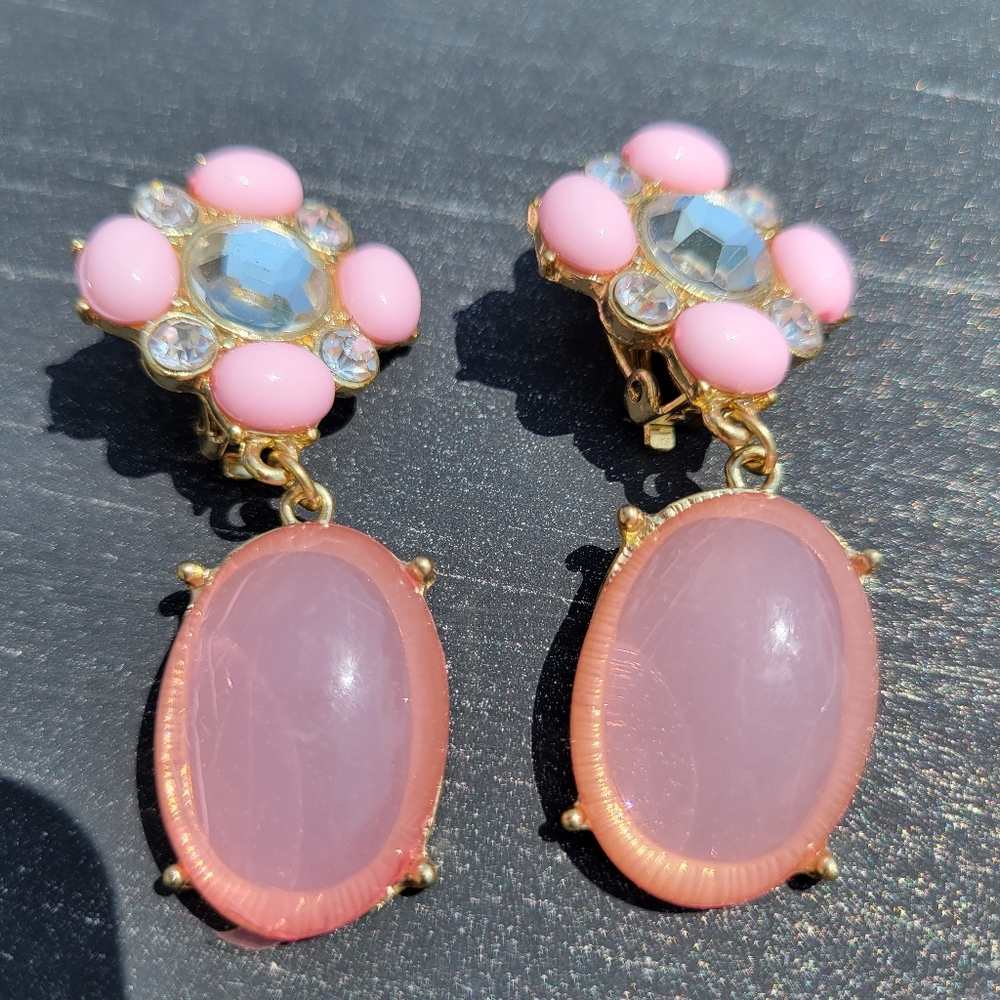 Contemporary Clip-On Earrings ~ 4pr ~ Rhinestones ~ Craft ~ Re-purpose ~ Upcycle - Picture 6 of 16